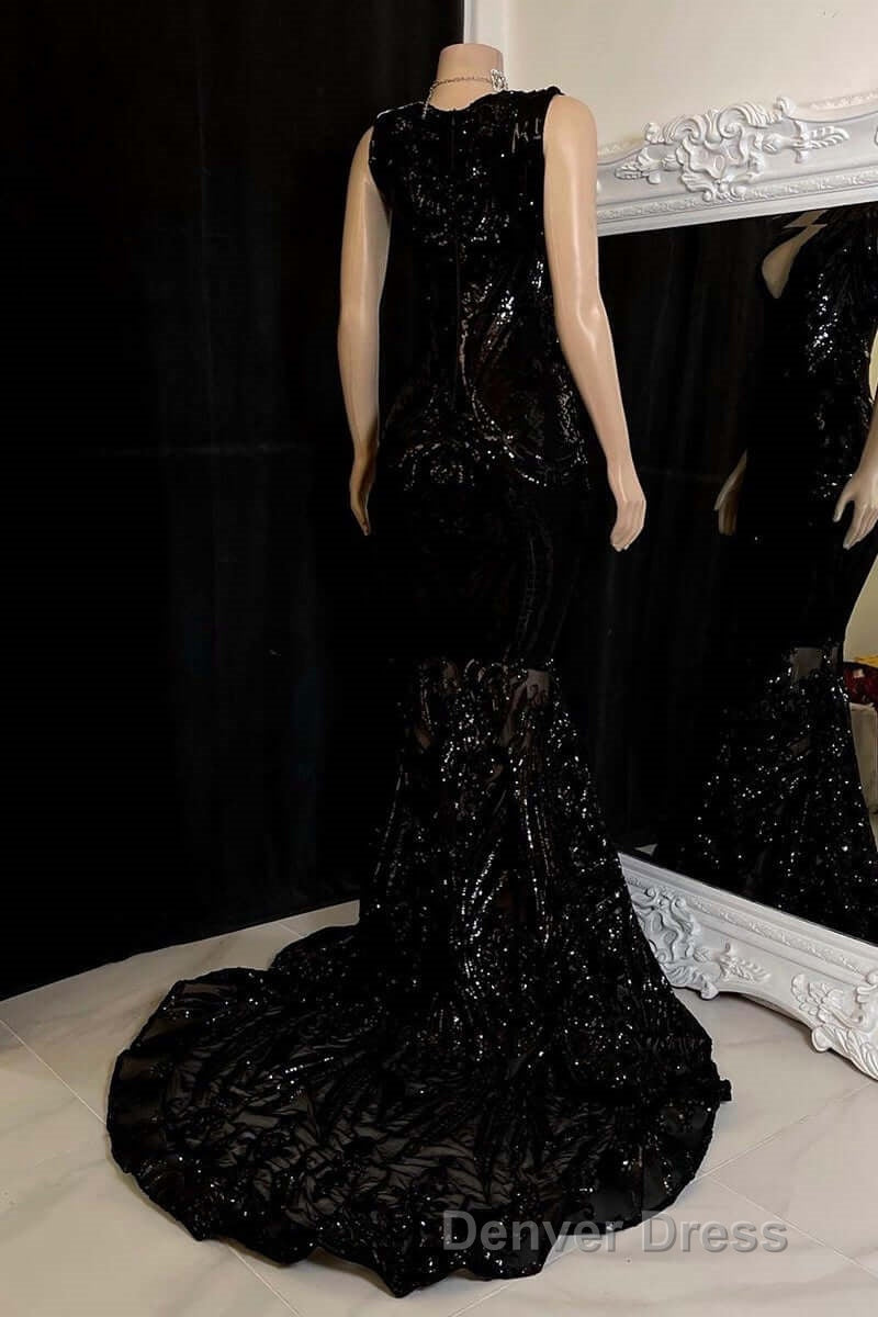 Glittery Long Red Mermaid Sleeveless Prom Dresses Sequin Secondary image