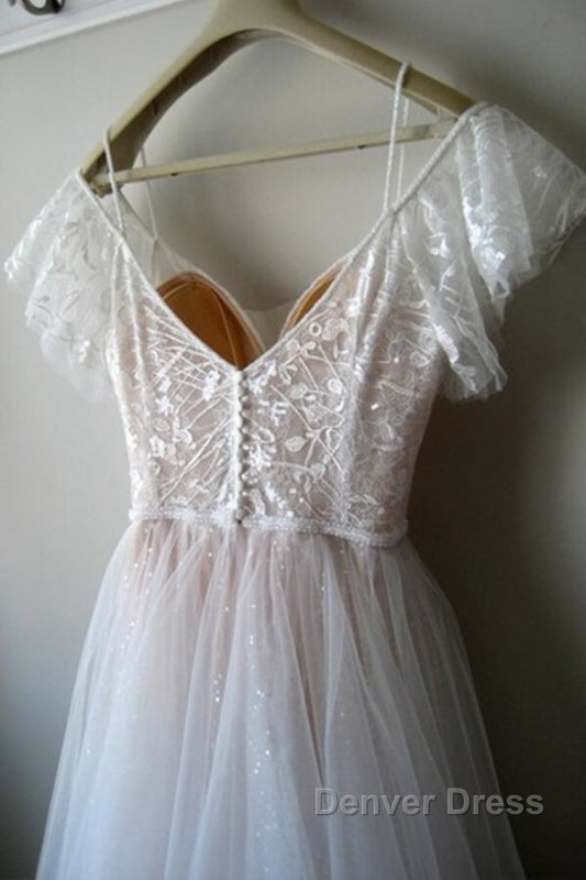 Glorious Cold-shoulder Chapel Train Wedding Dresses