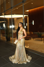 Gold Beaded Sequin Mermaid Prom Dress