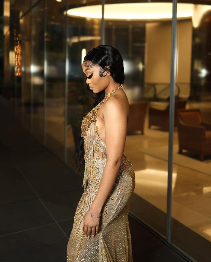 Gold Beaded Sequin Mermaid Prom Dress