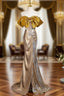 Gold Mermaid Sequins Bow Prom Dresses