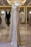 Gold Mermaid Sequins One Shoulder Prom Dresses