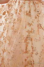 Gold Sequin Off the Shoulder A-line Floor Length Lace Prom Dresses