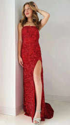 Gold Sequin Strapless Backless Mermaid Prom Dresses