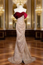 Gold Sequins Off the Shoulder Burgundy Velvet Prom Dresses