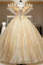 Gold Tulle Sequins Appliques Quinceanera Dresses