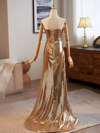 Golden Mermaid Sequins Long Prom Dress