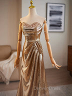 Golden Mermaid Sequins Long Prom Dress