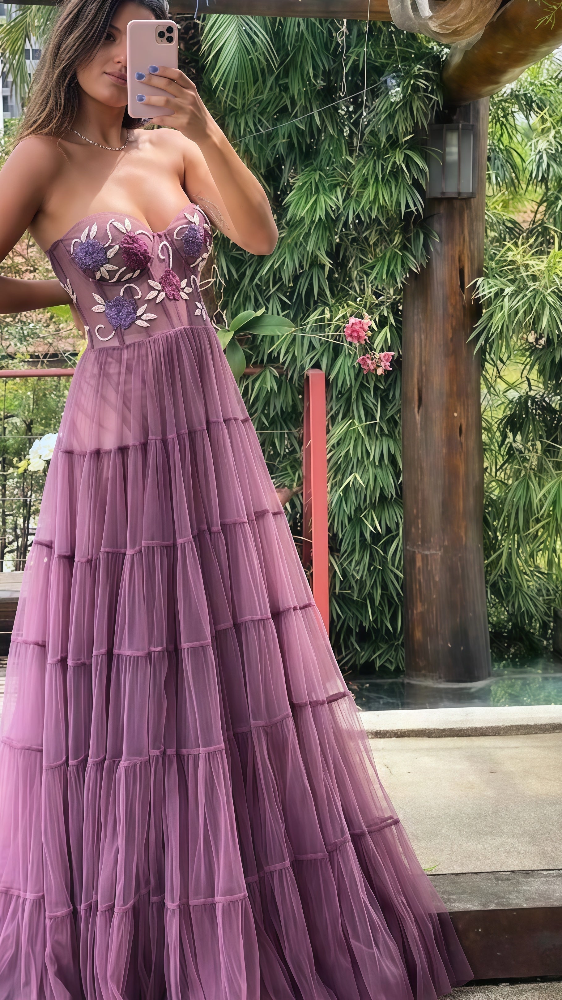 Gorgeous A Line Embroidery Prom Dress, Lace Long Prom Dress Prom Beads Prom Dresses Secondary image