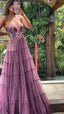Gorgeous A Line Embroidery Prom Dress, Lace Long Prom Dress Prom Beads Prom Dresses