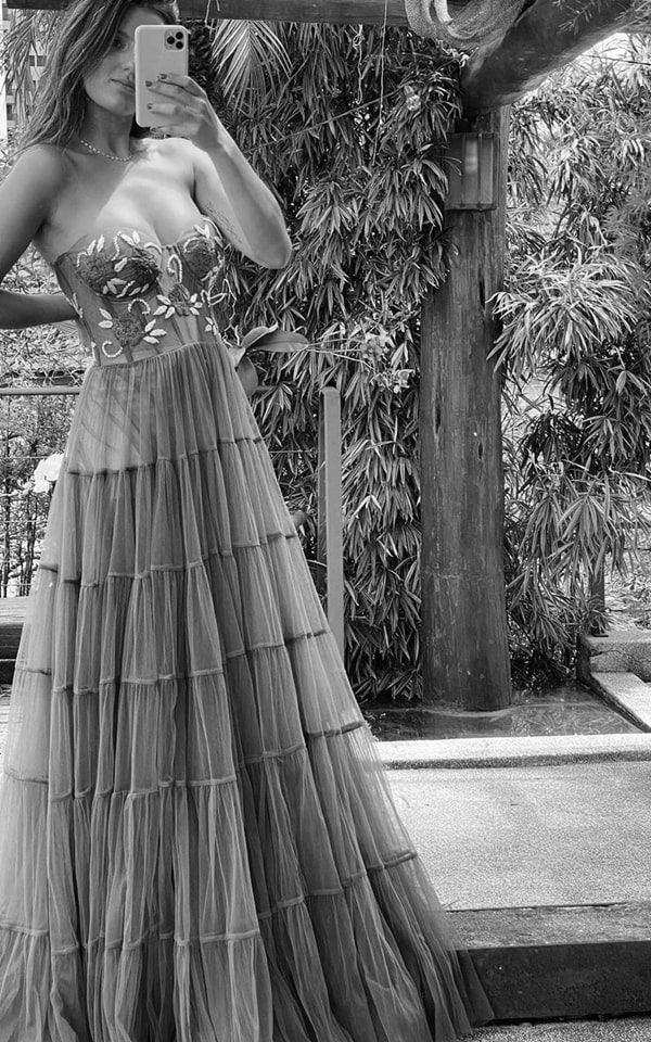 Gorgeous A Line Prom Dress,Lace Long Prom Dress Prom Beads Prom Dresses