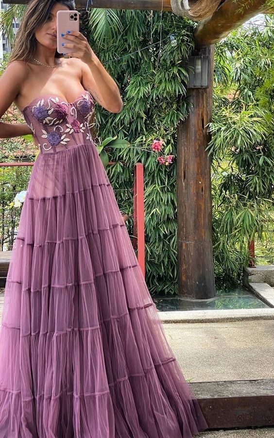 Gorgeous A Line Prom Dress,Lace Long Prom Dress Prom Beads Prom Dresses Main image
