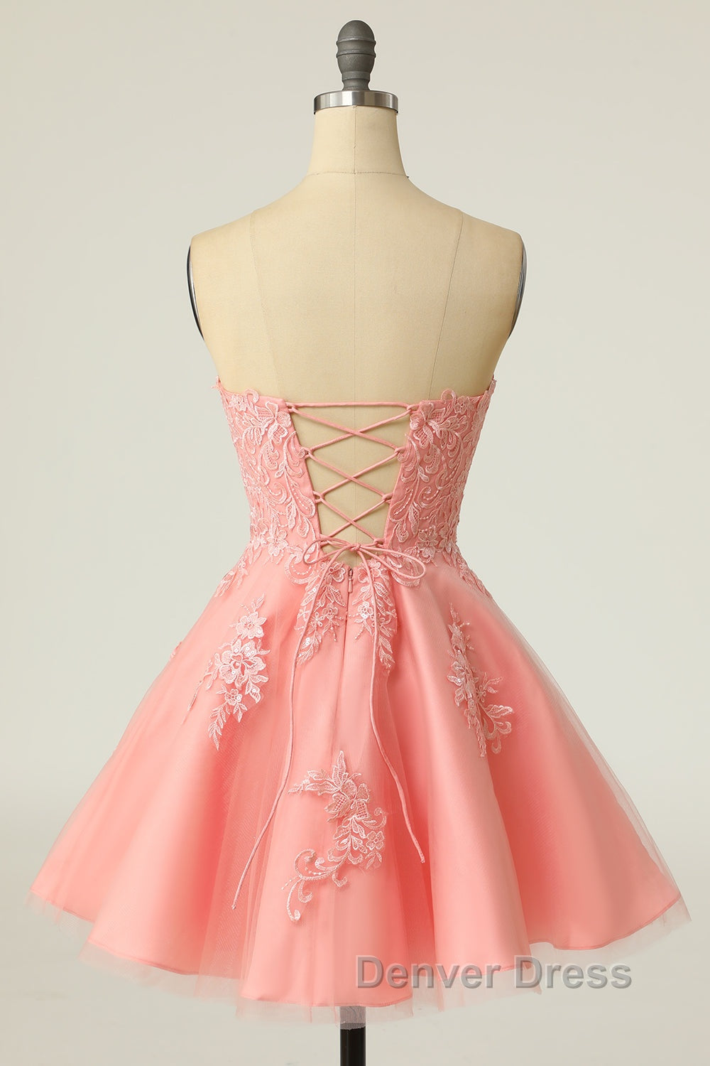 Gorgeous Pink A Line Short Mini Tulle Homecoming Dresses With Appliques Secondary image