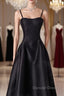 Gorgeous A Line Straps Satin Black Prom Dresses