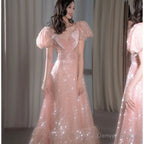 Gorgeous A Line Sweetheart Sequin Pink Long Prom Dress Birthday Outfits