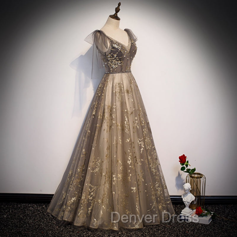 Gorgeous A Line V Neckline Long Prom Dress Prom Dress, Lace Prom Dresses