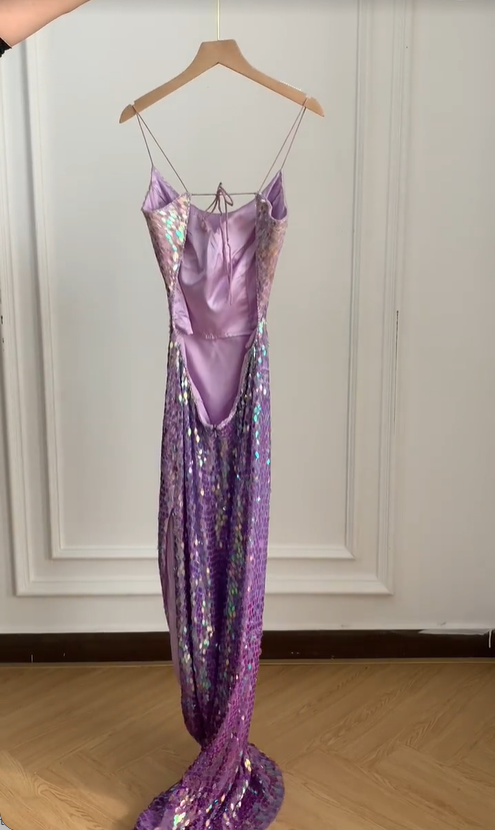 Gorgeous And Dazzling Backless Sequined Long Prom Dresses Evening Dresses