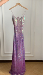 Gorgeous And Dazzling Backless Sequined Long Prom Dresses Evening Dresses