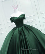 Gorgeous Ball Gown Green Satin Quinceanera Dresses, Green Sweetheart Formal Dresses