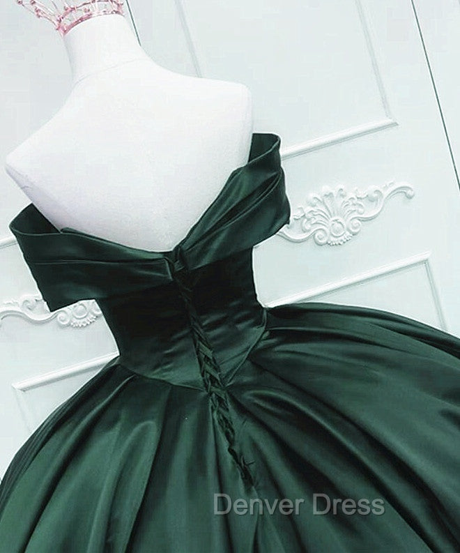 Gorgeous Ball Gown Green Satin Quinceanera Dresses, Green Sweetheart Formal Dresses