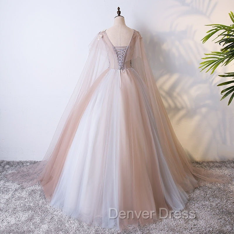 Gorgeous Ball Gown Tulle V-neckline Long Party Gown, New Prom Dresses