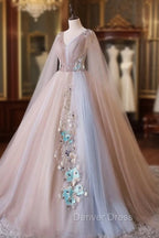 Gorgeous Ball Gown Tulle V-neckline Long Party Gown, New Prom Dresses