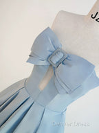 Gorgeous Balll Gowns Sweetheart Blue Satin Long Prom Dress