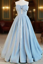 Gorgeous Balll Gowns Sweetheart Blue Satin Long Prom Dress