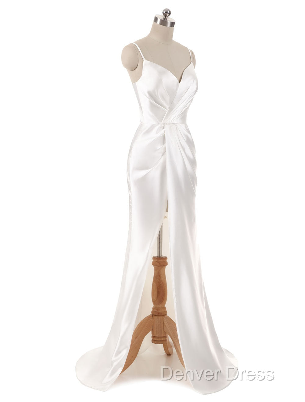 Gorgeous Beach Wedding Dress Mermaid Sleeveless Prom Dresses V Neck Straps Split Ivory Bridal Gowns With Court Train