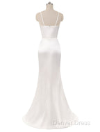 Gorgeous Beach Wedding Dress Mermaid Sleeveless Prom Dresses V Neck Straps Split Ivory Bridal Gowns With Court Train