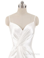 Gorgeous Beach Wedding Dress Mermaid Sleeveless Prom Dresses V Neck Straps Split Ivory Bridal Gowns With Court Train