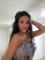 Gorgeous Beaded Sexy Elegant V-Neck Low-Cut Long Slit Prom Dress Prom Gowns Prom Dresses