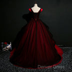 Gorgeous Black And Red Embroidery Quinceanera Dresses, Lace Applique Tulle Gowns