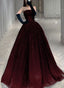 Gorgeous Black And Tulle Shiny Tulle Long Prom Dresses, Black And Red Prom Gowns