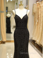 Gorgeous Black Evening Dresses Mermaid Luxury Heavy Beaded Straps Long Formal Evening Dresses