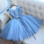 Gorgeous Blue Short Homecoming Dress V Neck Lace Up Hoco Dresses
