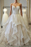 Gorgeous Crystals Beading Sweetheart Organza Layered Wedding Dresses Ball Gown