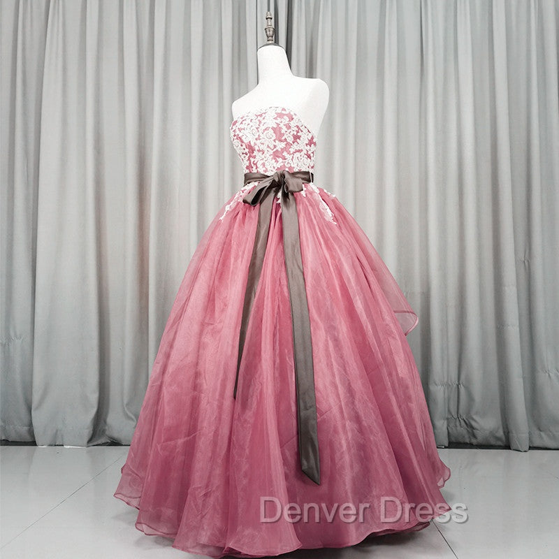 Gorgeous Dark Pink Organza with Lace Formal Gown, Quinceanera Dresses