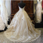 Gorgeous Embroidery Beading Sweetheart Organza Layered Wedding Ball Gown Dresses