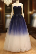 Gorgeous Gradient Tulle Ball Gowns Prom Dress, Tulle Prom Dresses with Applique