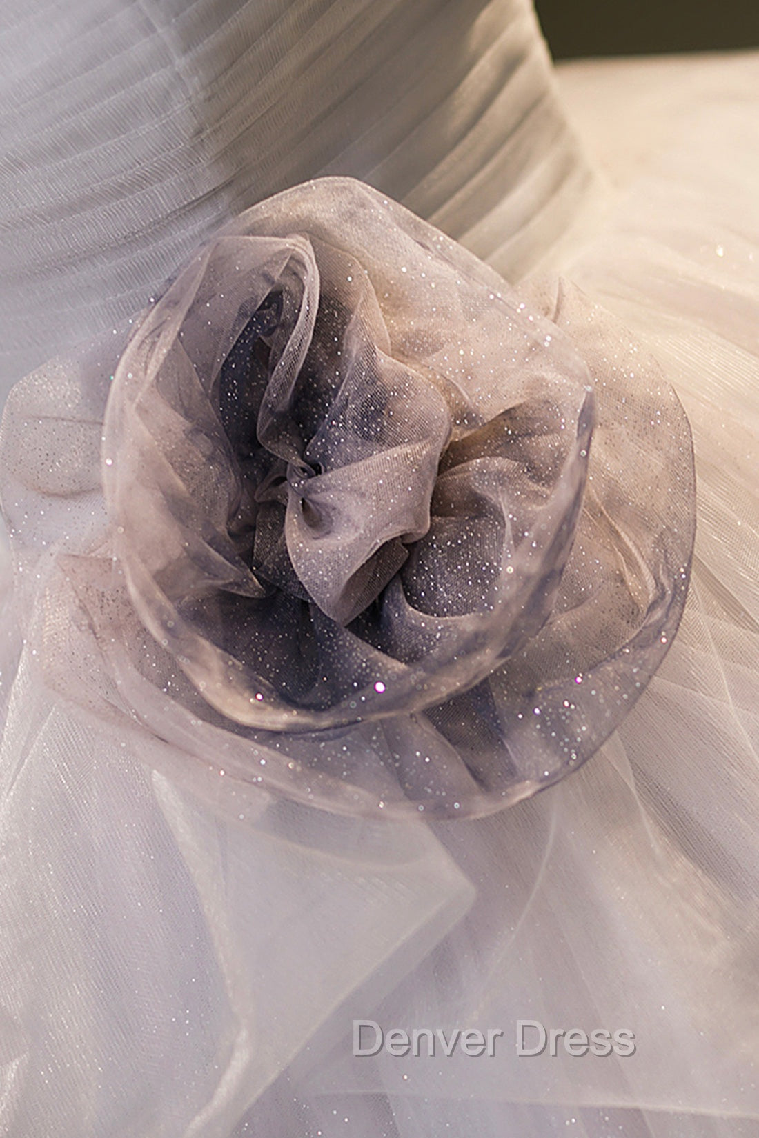 Gorgeous Gray Tulle Long Prom Dress, Gray Strapless Prom Dresses
