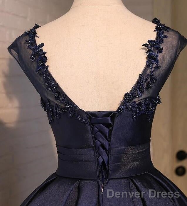 Gorgeous High Low Satin Homecoming Dress, Round Neckline Lace-Up Dress Secondary image