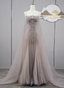 Gorgeous Light Lilac Spaghetti Strap Square Neck Rhinestone Tulle Train Prom Dresses Evening Dresses