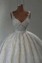 Gorgeous Long Ball Gowns Sweetheart Sleeveless Lace Wedding Dresses with Ruffles