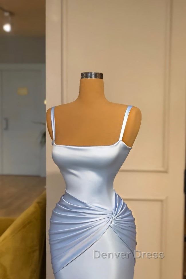 Gorgeous Long Blue Mermaid Graduation Dresses Fabulous Straps Prom Dresses