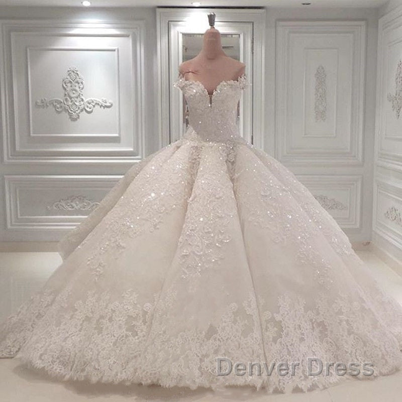 Gorgeous Long Off The Shoulder Beadings Ball Gown Wedding Dresses Secondary image