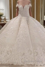 Gorgeous Long Off The Shoulder Beadings Ball Gown Wedding Dresses