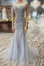 Gorgeous Mermaid Backless Silver Grey Sequins Prom Dress, Mermaid Silver Grey Prom Dress, Shiny Silver Grey Prom Dresses