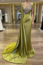 Gorgeous Mermaid Beadings Prom Dresses Long With Ruffles