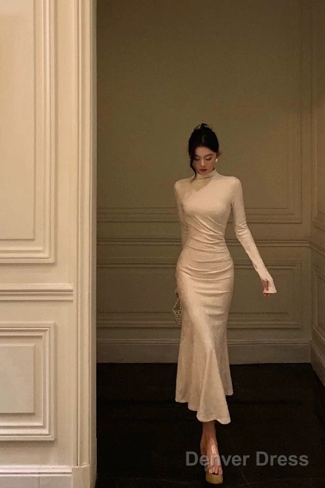 Gorgeous Mermaid High Neckline Ivory Date Night Dress Prom Dresses Birthday Outfits
